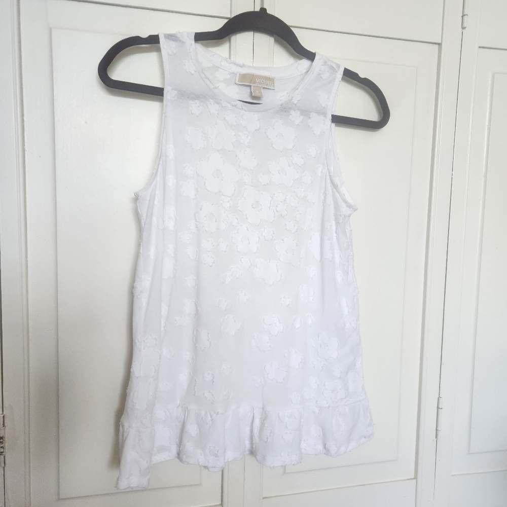 Michael Kors White Sleeveless Textured Top